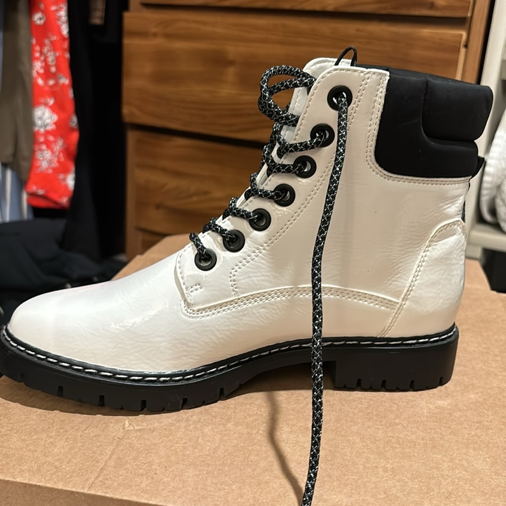 NWOT White Combat Boots